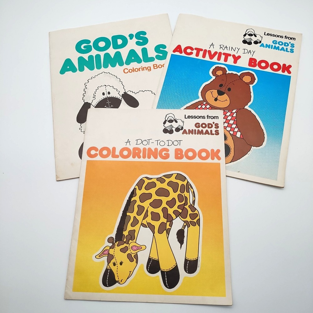 1983 VTG Lot of 3 Sally Gunderson God's Animals Coloring & Activity Books NEW